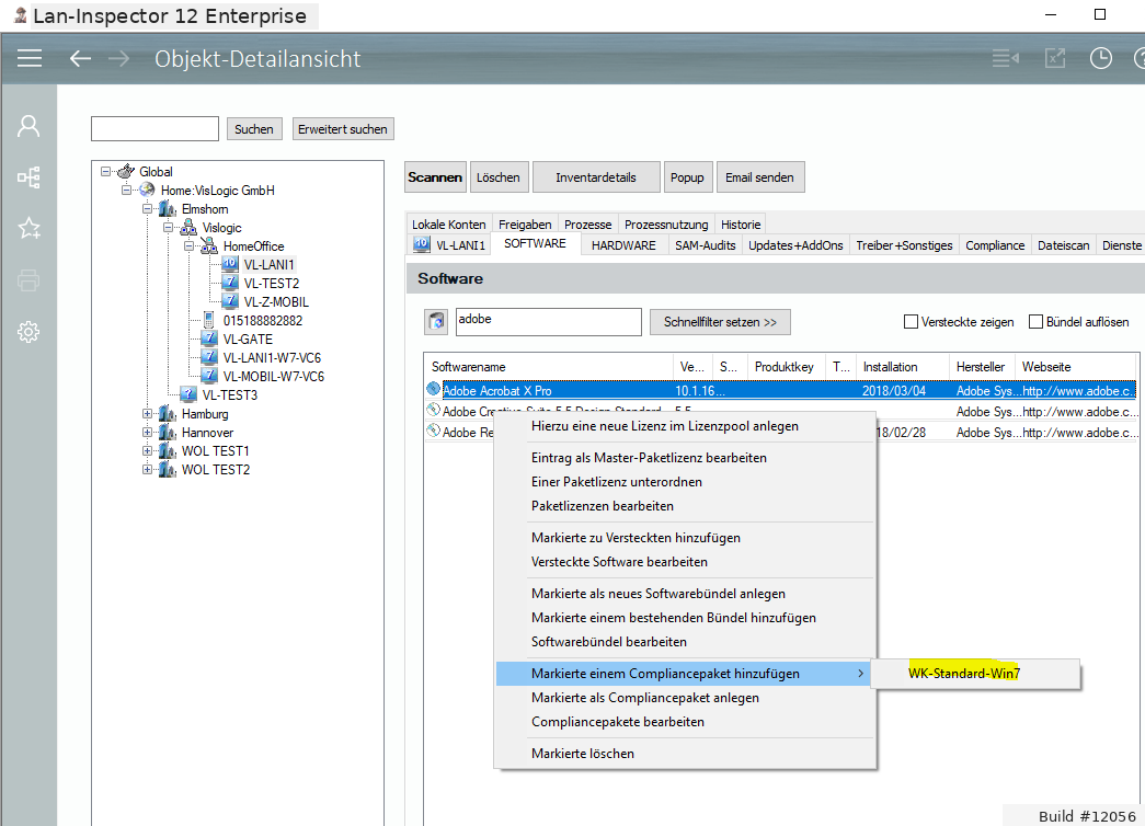 Lan-Inspector 12 – Screenshot zu Rechner Compliance in der Objekt-Detailansicht bearbeiten
