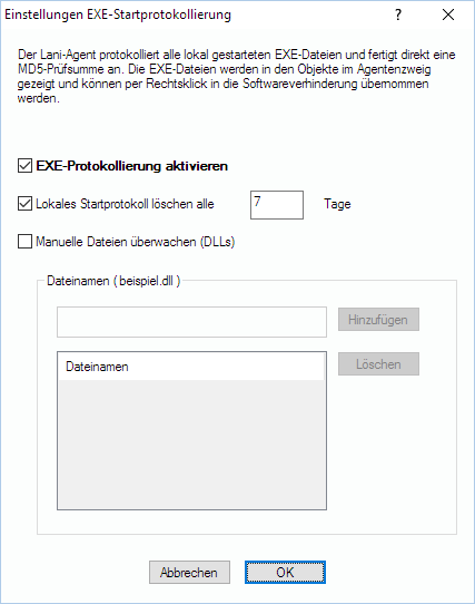 Lan-Inspector 12 – Screenshot zu EXE-Protokollierung