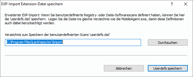 Lan-Inspector 12 – Screenshot zu MobilAgent Import - Button „Erweitert"
