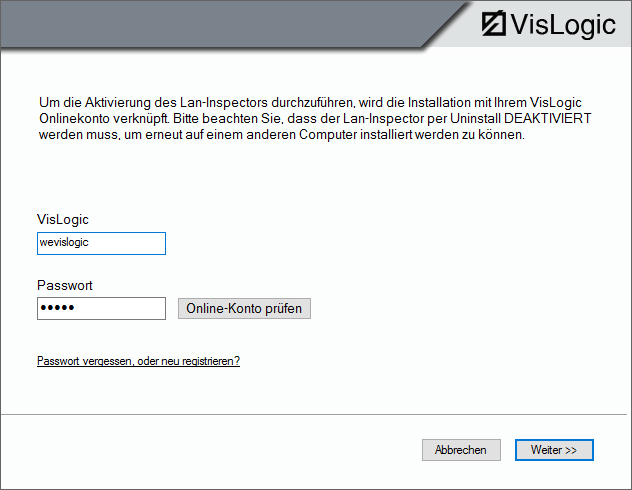 Lan-Inspector 12 – Screenshot zu Vollversionen: Aktivierungsablauf (2)