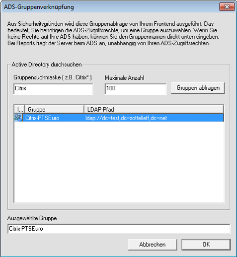 Lan-Inspector 12 – Screenshot zu Active Directory Citrix/Terminal-Unterstützung (2)