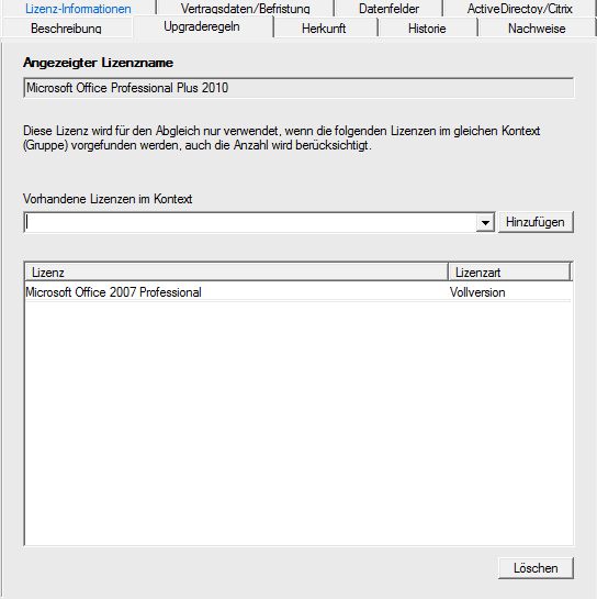 Lan-Inspector 12 – Screenshot zu Lizenzspezifische Upgrade-Regeln (3)