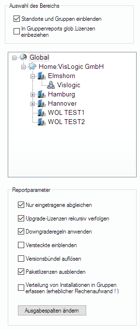 Lan-Inspector 12 – Screenshot zu Standorte und Gruppen einblenden
