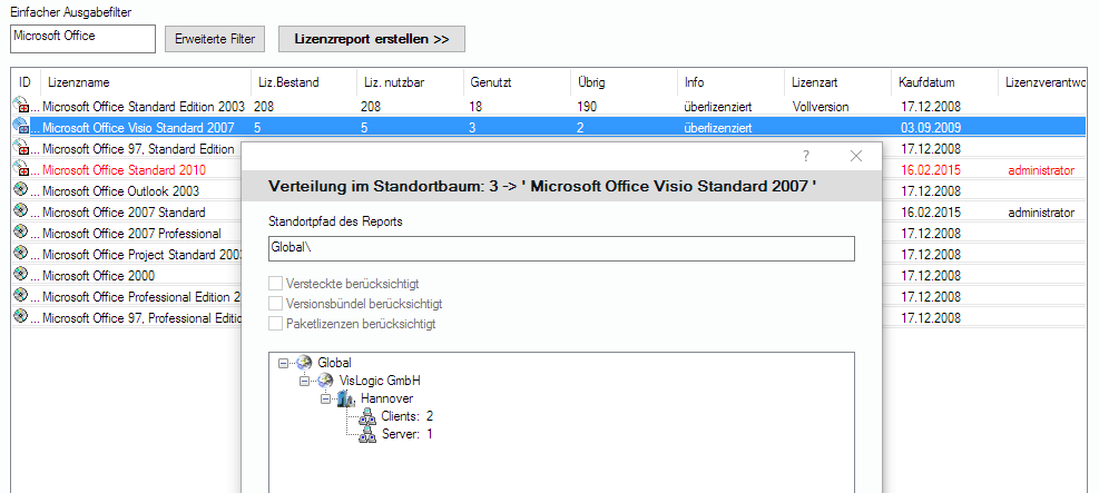 Lan-Inspector 12 – Screenshot zu Verteilung von Installationen in Gruppen erfassen