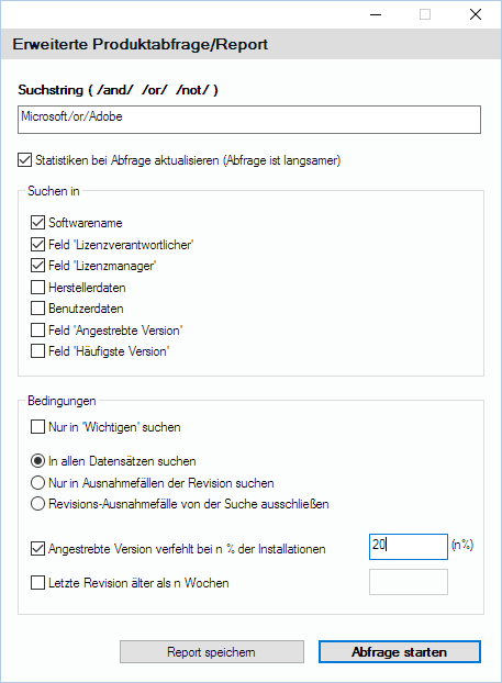 Lan-Inspector 12 – Screenshot zu Produkteinträge einer komplexen Abfrage anzeigen