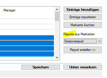 Lan-Inspector 12 – Screenshot zu Versionsreport aus markierten Einträgen