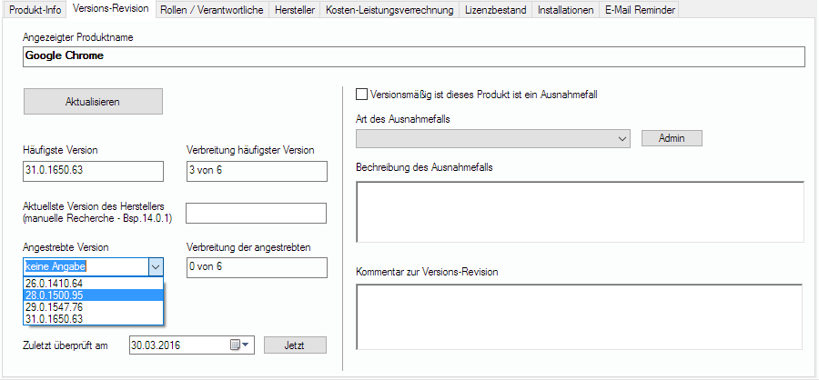 Lan-Inspector 12 – Screenshot zu Versions-Revisions-Tab