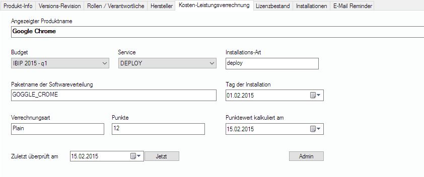 Lan-Inspector 12 – Screenshot zu Kosten-Leistungsverrechnungs-Tab