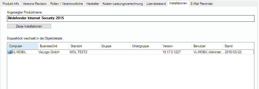 Lan-Inspector 12 – Screenshot zu Installationen-Tab