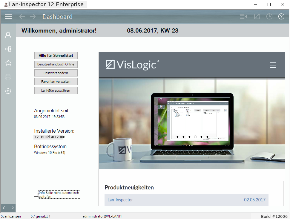 Lan-Inspector 12 – Screenshot zu Navigation im Lan-Inspector