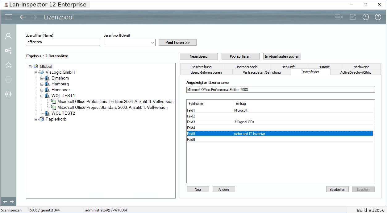 Lan-Inspector 12 – Screenshot zu Lizenz-Datenfelder ändern (2)