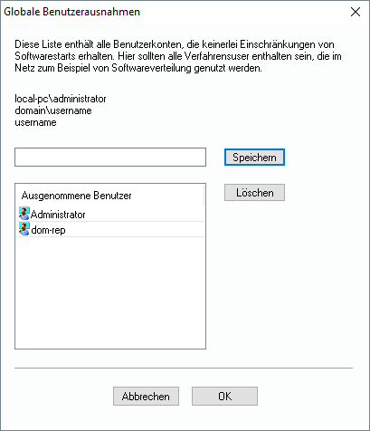 Lan-Inspector 12 – Screenshot zu Globale Ausnahmen