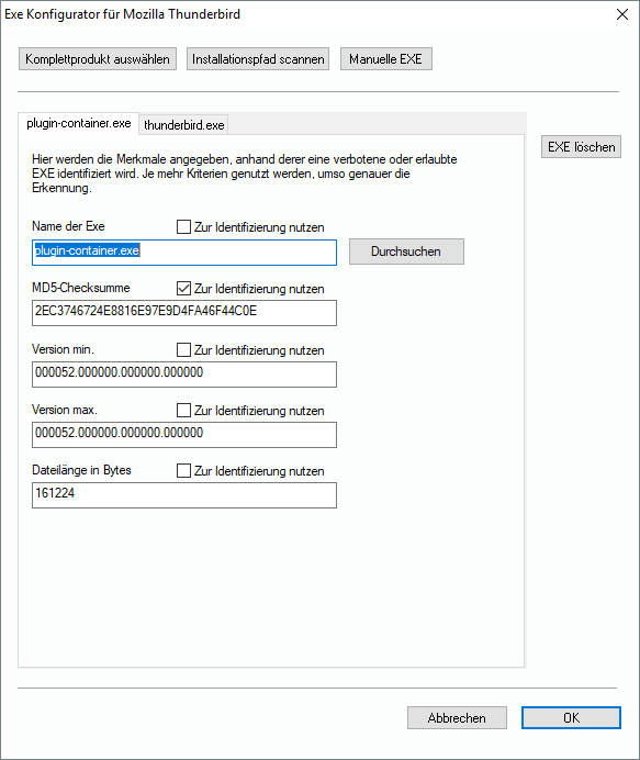 Lan-Inspector 12 – Screenshot zu EXE-Dateien bearbeiten