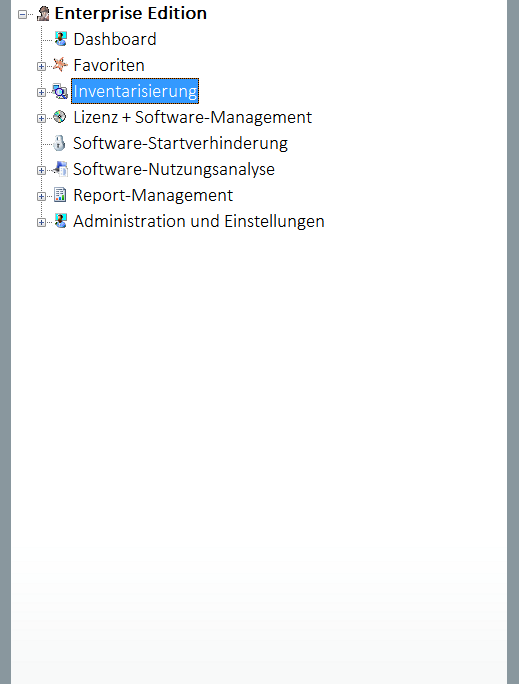 Lan-Inspector 12 – Screenshot zu Funktionsbaum im Frontend