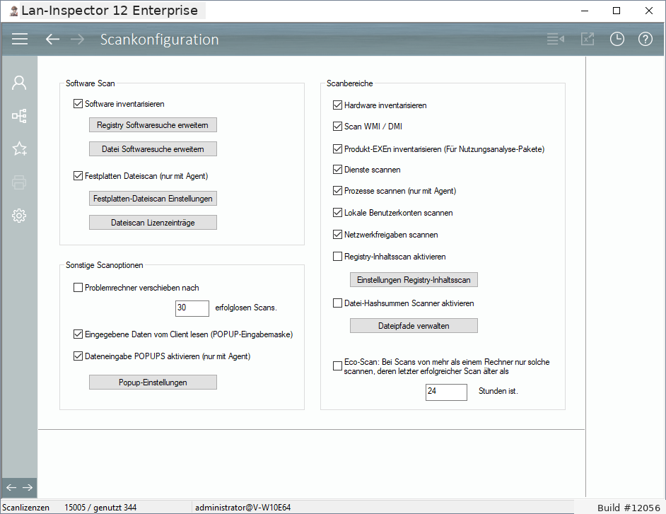 Lan-Inspector 12 – Screenshot zu Scankonfiguration