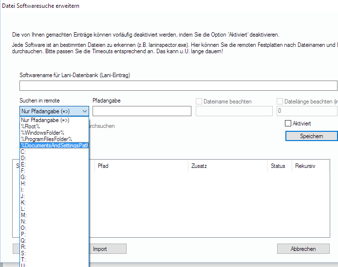 Lan-Inspector 12 – Screenshot zu Partitionsbezogene Dateisuche