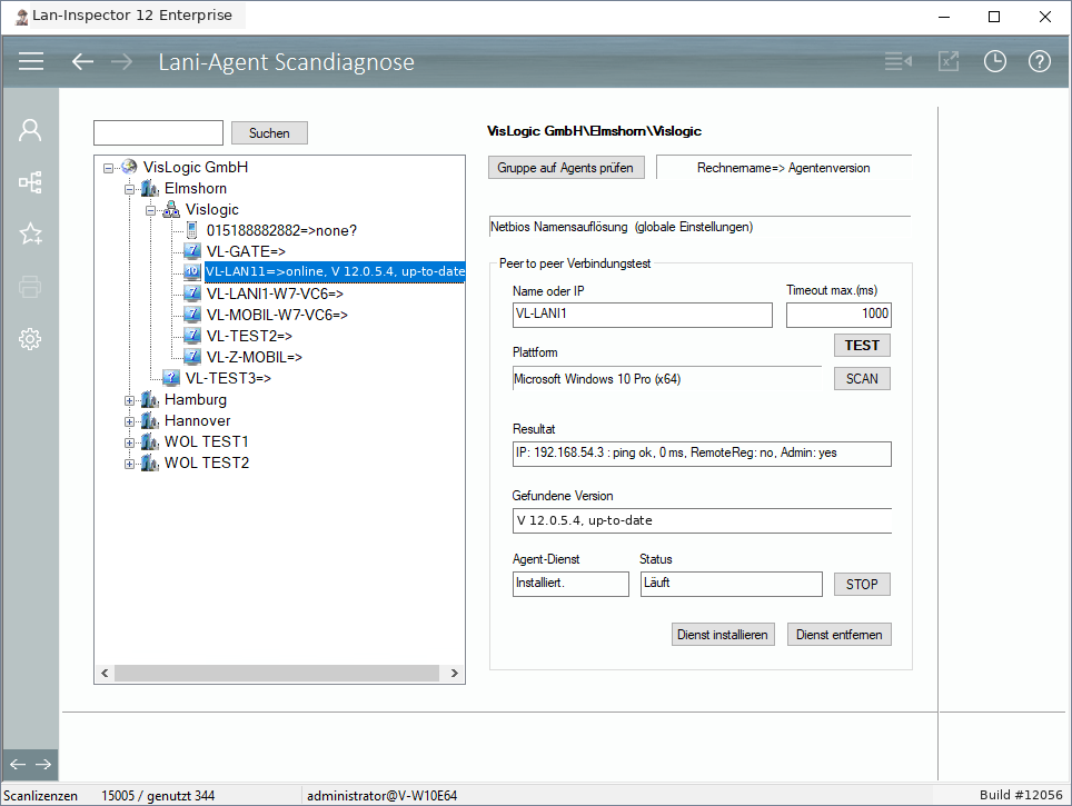Lan-Inspector 12 – Screenshot zu Lani-Agent Scandiagnose