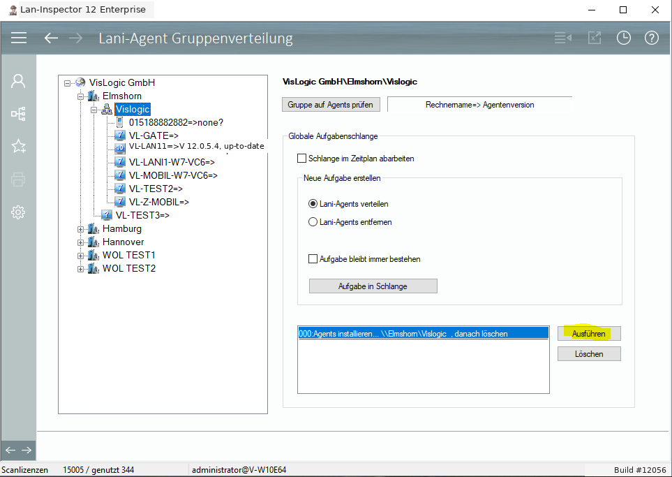 Lan-Inspector 12 – Screenshot zu Lani-Agent-Gruppenverteilung
