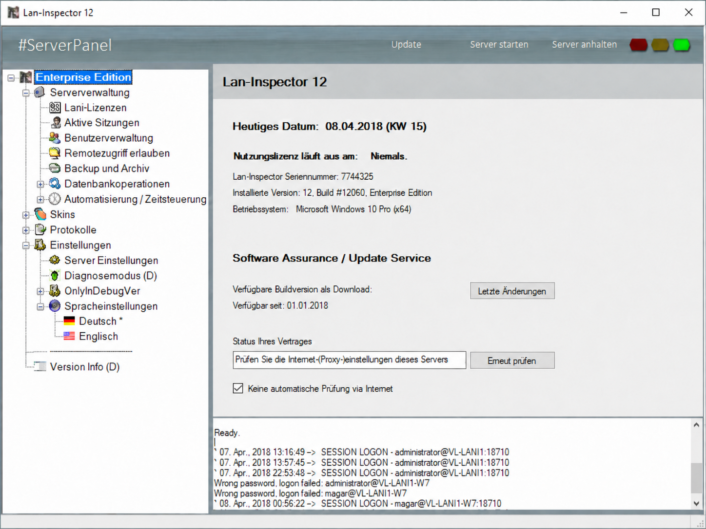 Lan-Inspector Enterprise Serverpanel