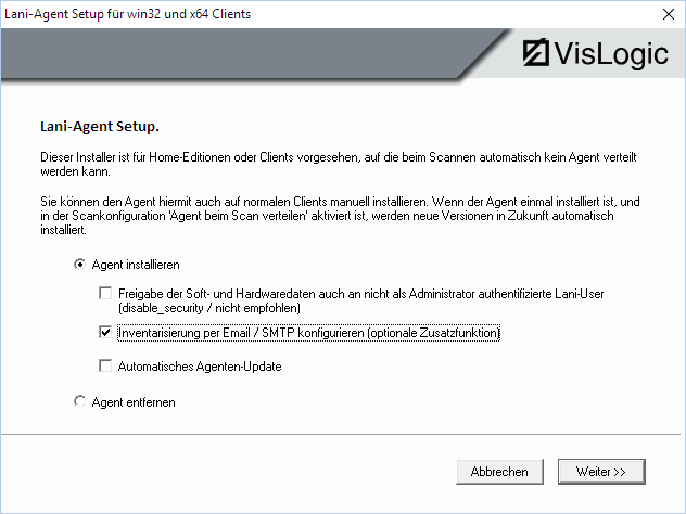 Lan-Inspector 12 – Screenshot zu Inventarisierung per E-Mail konfigurieren