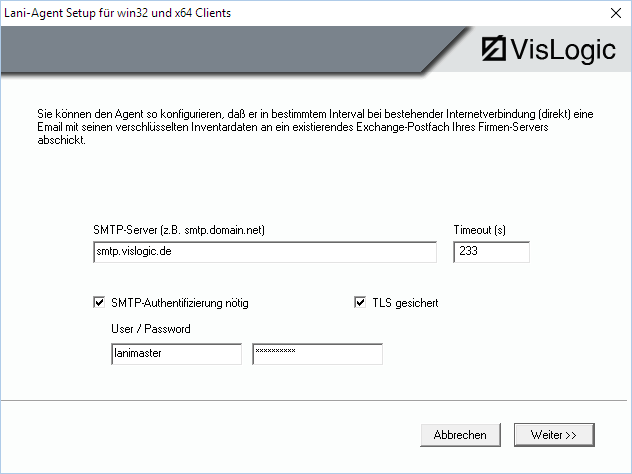 Lan-Inspector 12 – Screenshot zu Inventarisierung per E-Mail konfigurieren (2)