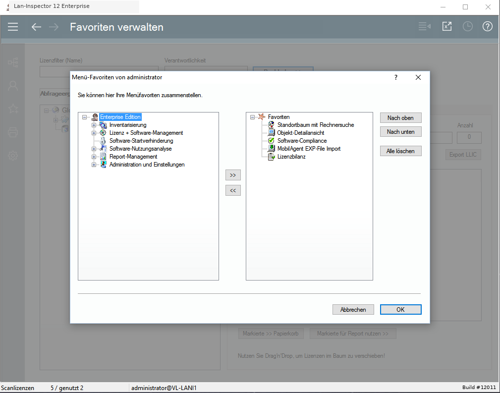 Lan-Inspector 12 – Screenshot zu Favoriten
