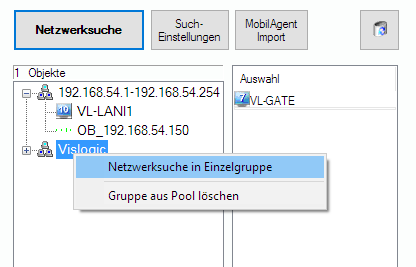 Lan-Inspector 12 – Screenshot zu Kontextmenüs der Netzwerksuche