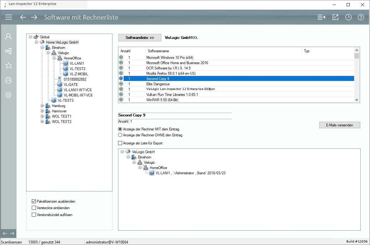Lan-Inspector 12 – Screenshot zu Software mit Rechnerliste