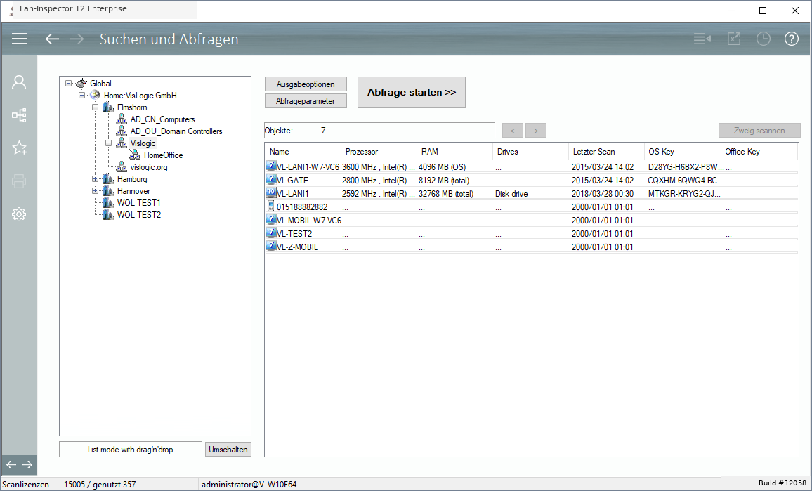 Lan-Inspector 12 – Screenshot zu Suchen und Abfragen