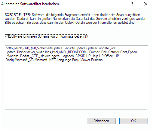 Lan-Inspector 12 – Screenshot zu Allgemeine Softwarefilter