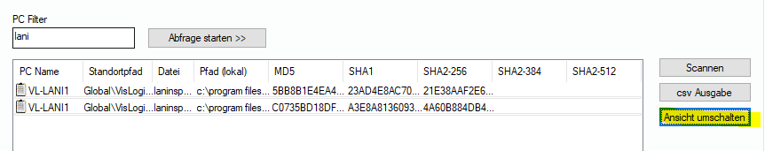 Lan-Inspector 12 – Screenshot zu Hashsummen-Browser (2)