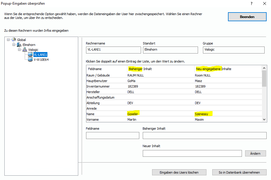 Lan-Inspector 12 – Screenshot zu Lokale User-Eingaben via Popup überprüfen (Datencheck am Frontend)