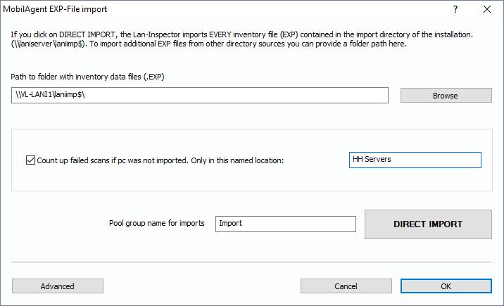 Lan-Inspector 12 screenshot for MobilAgent EXP-File Import