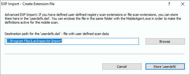 Lan-Inspector 12 screenshot for MobilAgent Import - Button "Advanced"