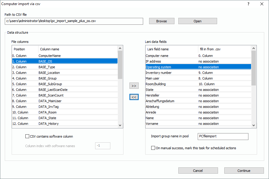 Lan-Inspector 12 screenshot for Computer Import via CSV