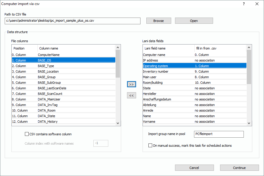 Lan-Inspector 12 screenshot for Computer Import via CSV (without Software, with OS)