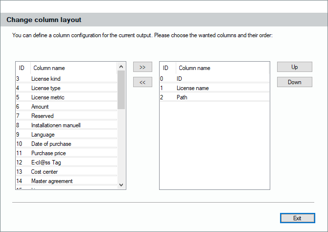 Lan-Inspector 12 screenshot for Changing the Column Layout
