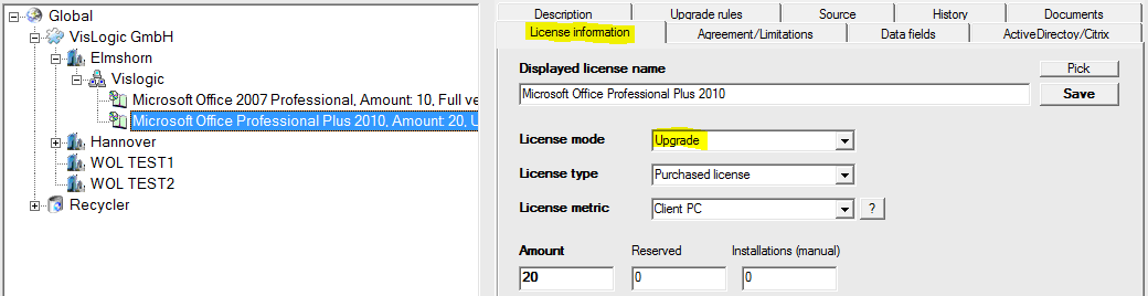 Lan-Inspector 12 screenshot for License-specific Upgrade Rules (2)