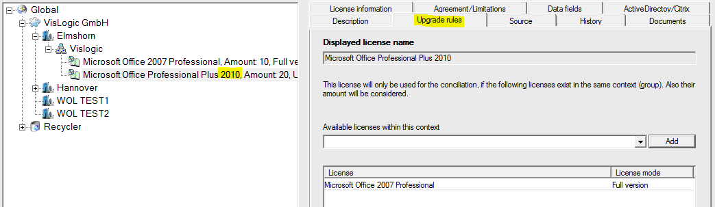 Lan-Inspector 12 screenshot for License-specific Upgrade Rules (3)