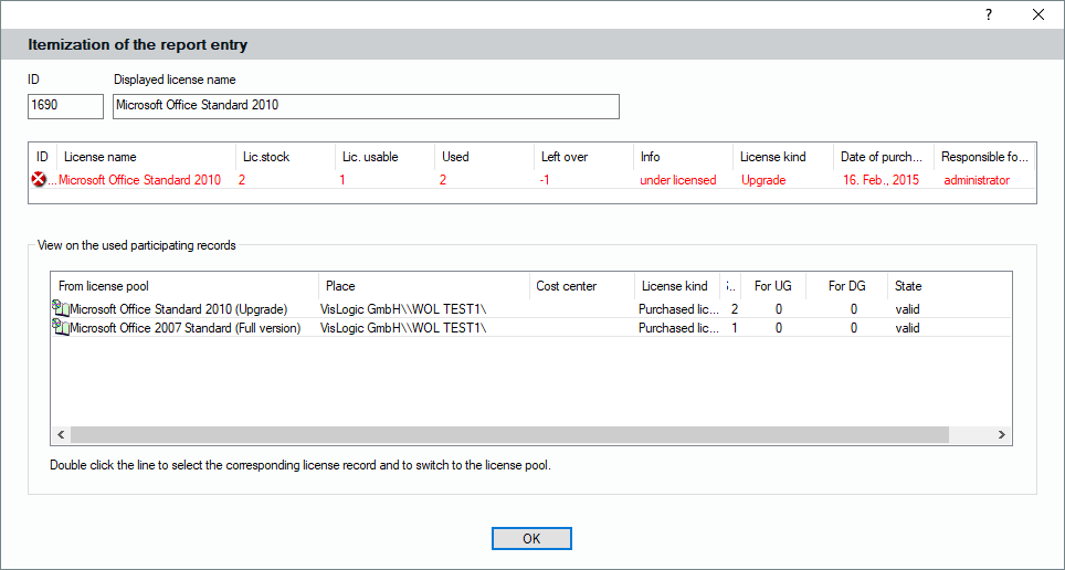 Lan-Inspector 12 screenshot for Break Down License Counts for This Row