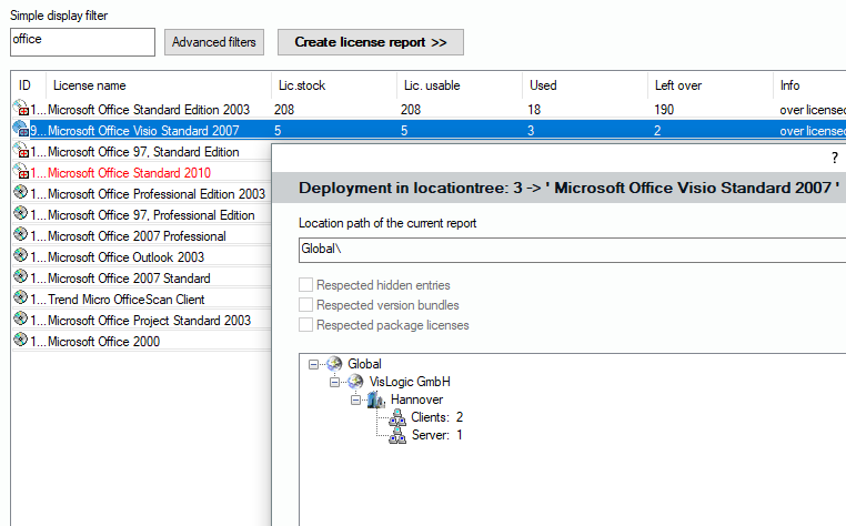 Lan-Inspector 12 screenshot for Show Installation Distribution by Group