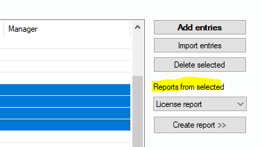 Lan-Inspector 12 screenshot for License Report from Selected Entries
