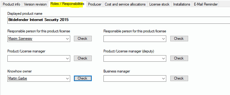 Lan-Inspector 12 screenshot for Roles / Responsibilities Tab