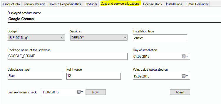 Lan-Inspector 12 screenshot for Cost and Service Allocations Tab