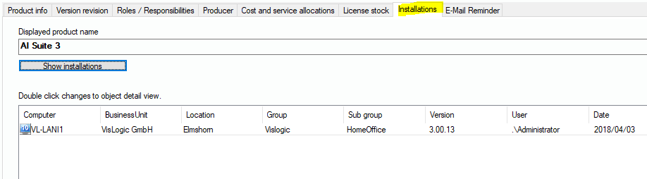 Lan-Inspector 12 screenshot for Installations Tab