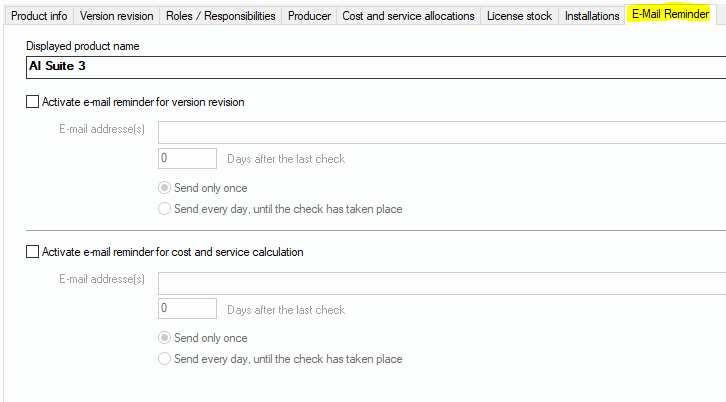 Lan-Inspector 12 screenshot for E-Mail Reminder for Managed Software
