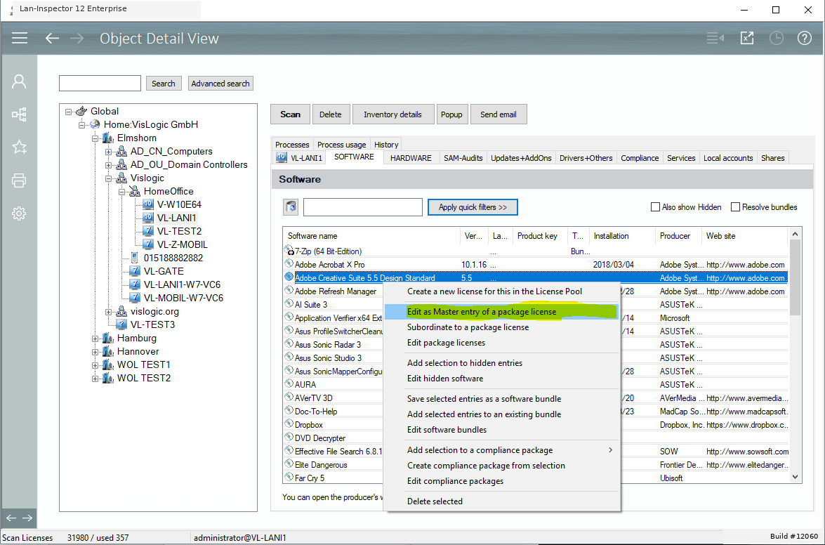 Lan-Inspector 12 screenshot for Generate Package Licenses from other Views