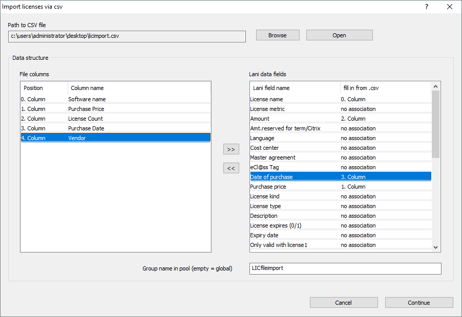 Lan-Inspector 12 screenshot for Import Licenses via CSV