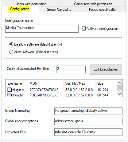 Lan-Inspector 12 screenshot for Tab-Dialog: Configuration