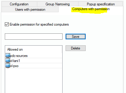 Lan-Inspector 12 screenshot for Tab: Permitted Computers